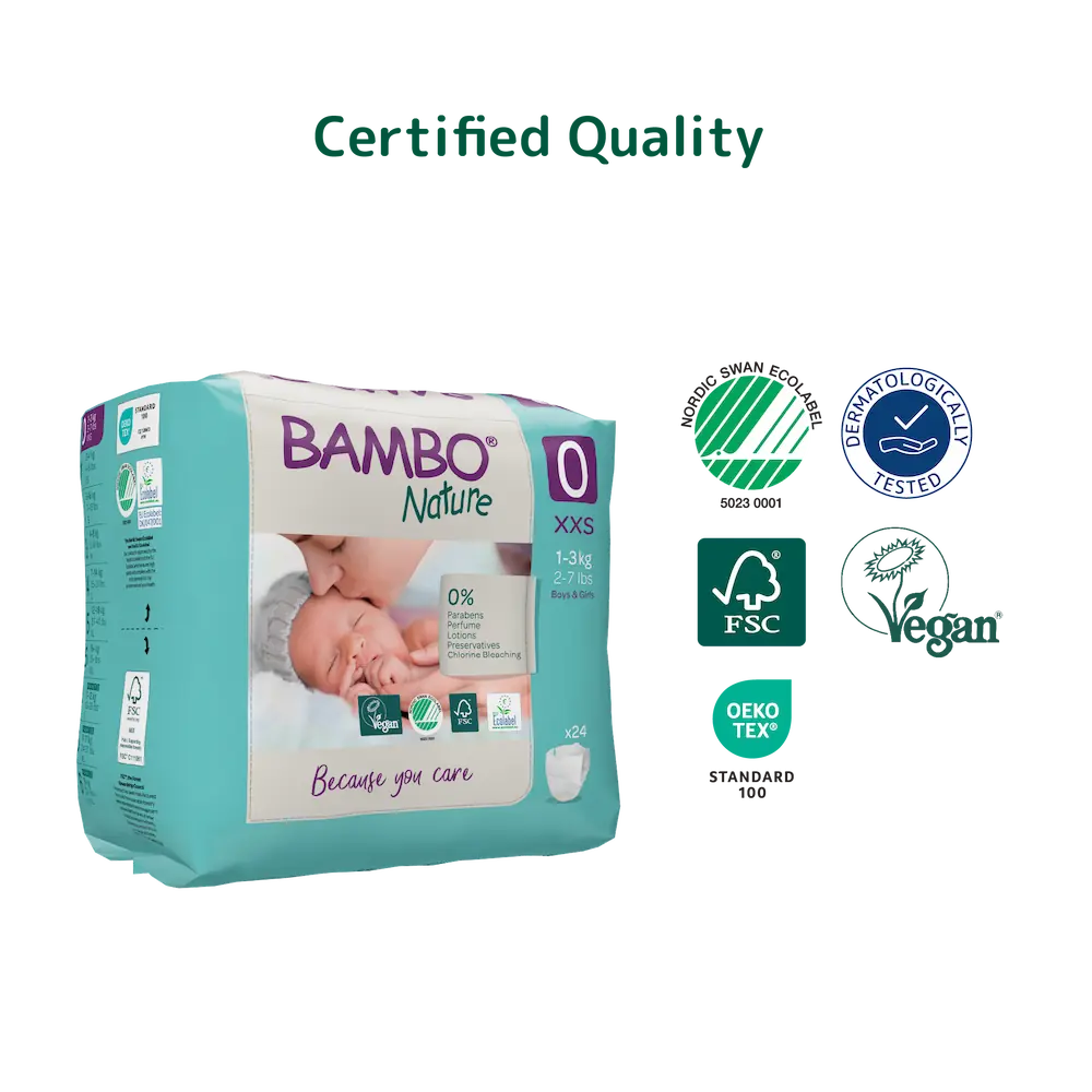 Bambo Nature Diapers size 0, (1-3 kg / 2-7 lbs), 24 pcs