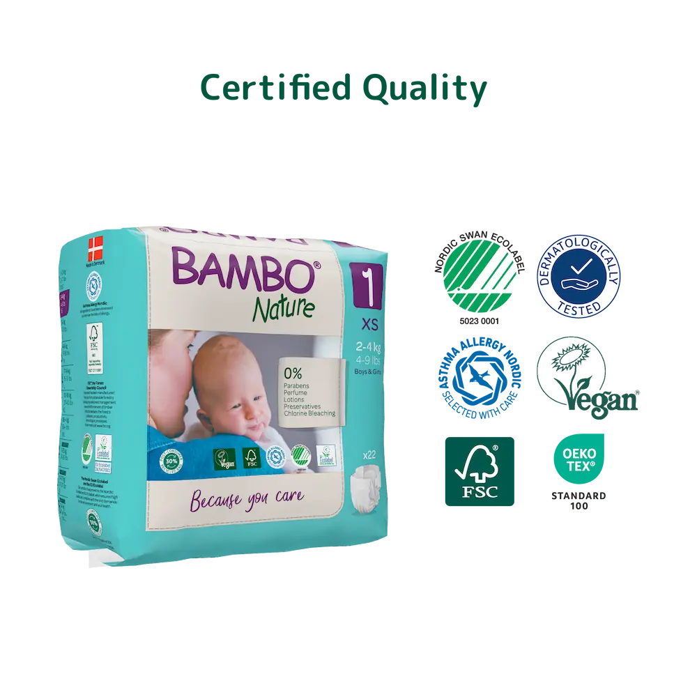 Bambo Nature Diapers size 1, (2-4 kg / 4-9 lbs), 22 pcs