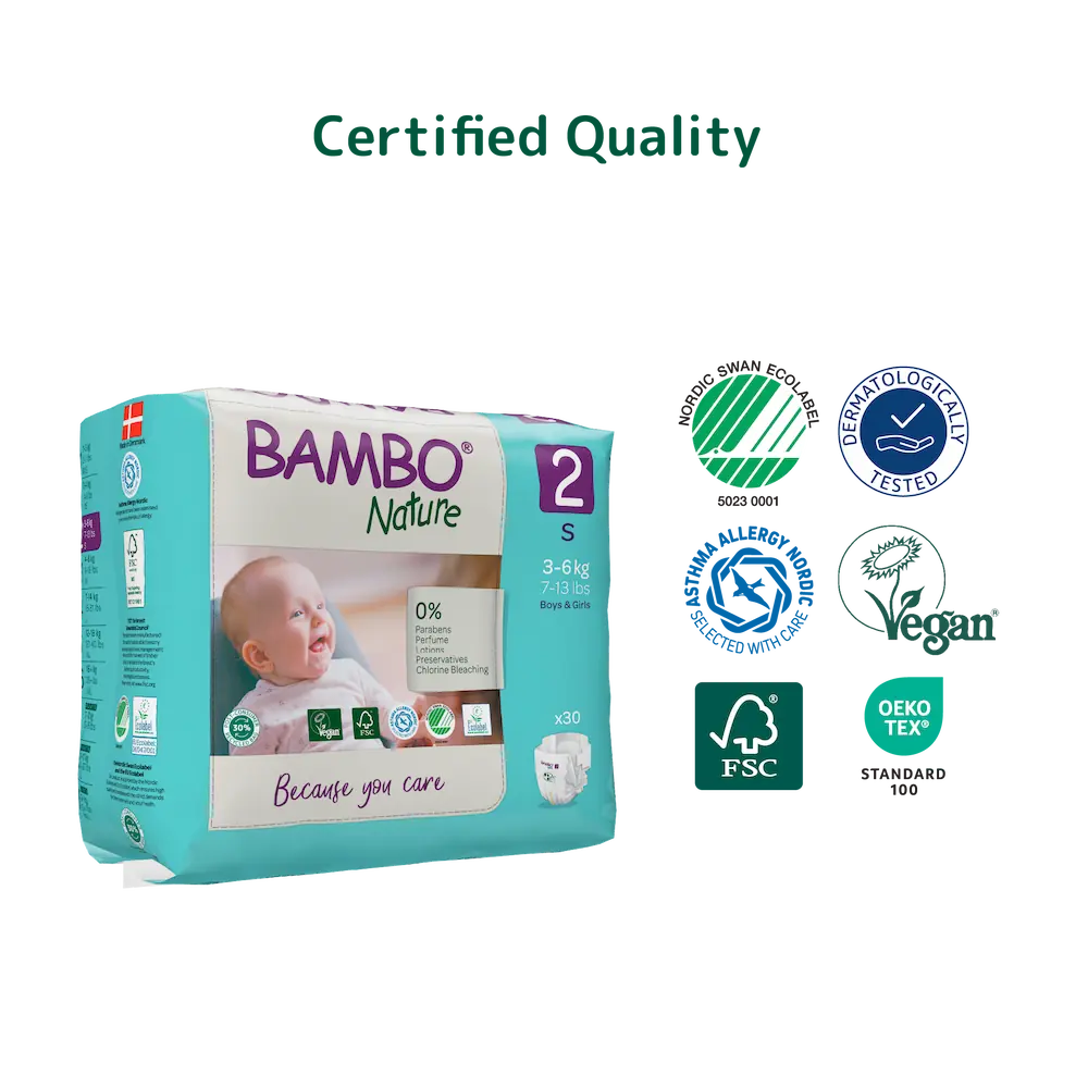 Bambo Nature Diapers size 2, (3-6 kg / 7-13 lbs), 30 pcs