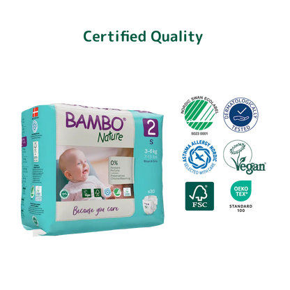 Bambo Nature Diapers size 2, (3-6 kg / 7-13 lbs), 30 pcs