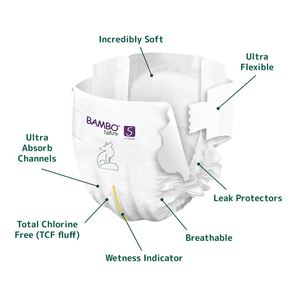 Bambo Nature Diapers size 5, (12-18 kg / 27-40 lbs), 22 pcs