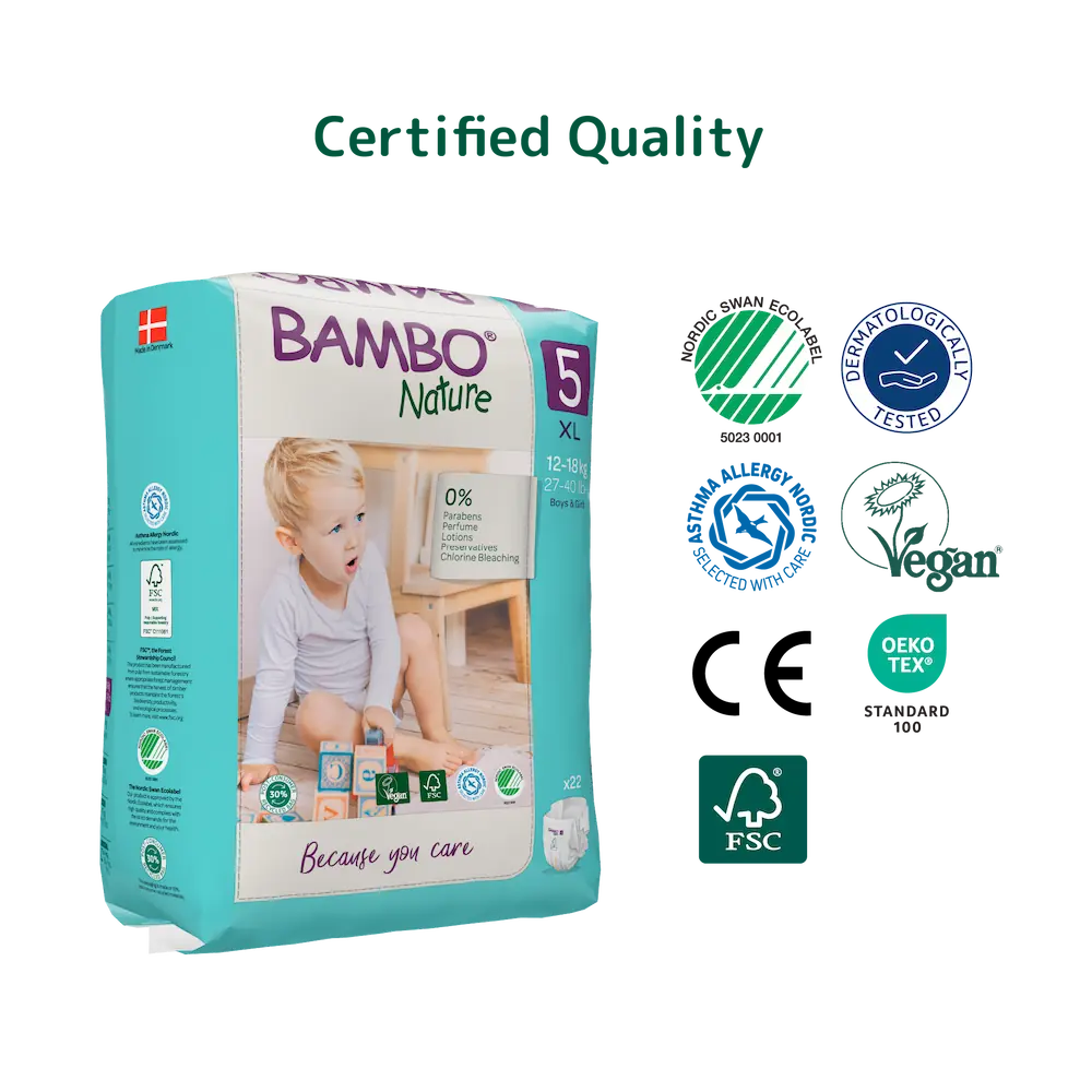 Bambo Nature Diapers size 5, (12-18 kg / 27-40 lbs), 22 pcs