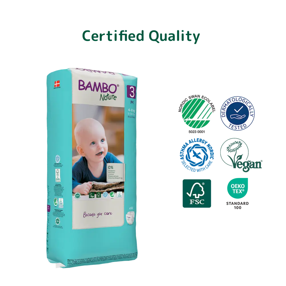 Bambo Nature Diapers size 3, (4-8 kg / 9-18 lbs), 52 pcs