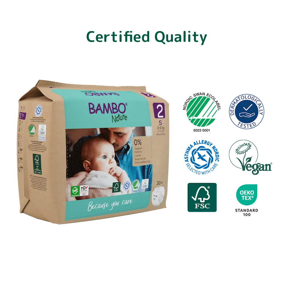 Bambo Nature Diapers size 2, (3-6 kg / 7-13 lbs), 30 pcs