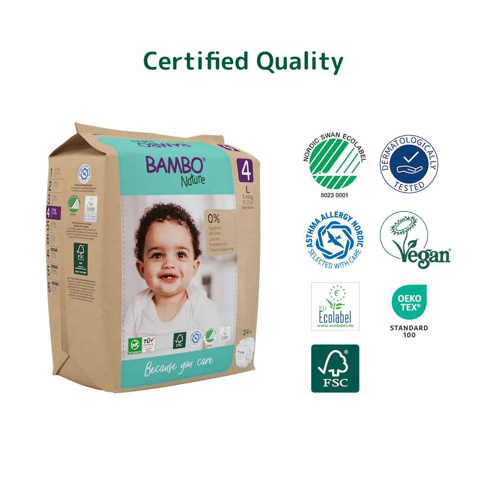 Bambo Nature Diapers size 4, (7-14 kg / 15-31 lbs), 24 pcs